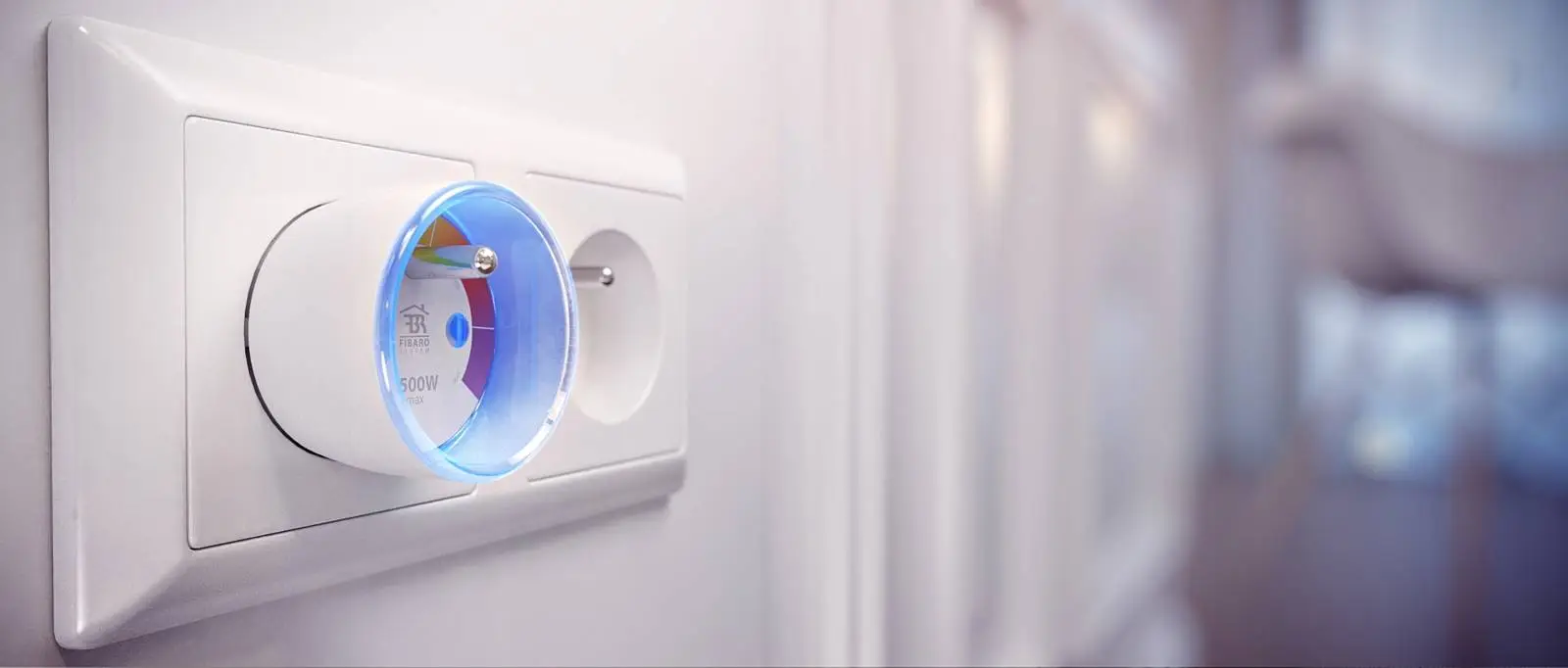 Fibaro Smart Wall Plug in a wall