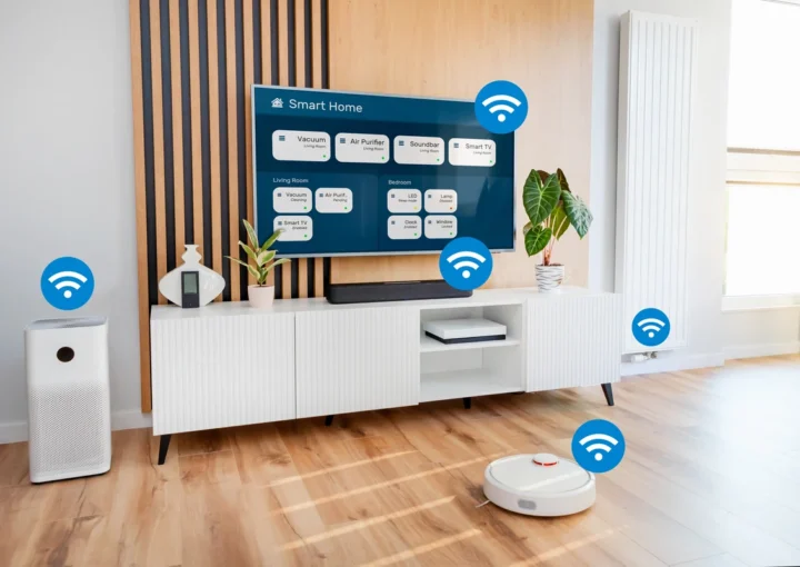 Smart Home devices with wireless icons