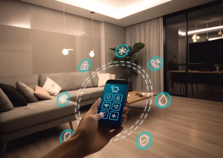 A man holding a mobile to control his smart home